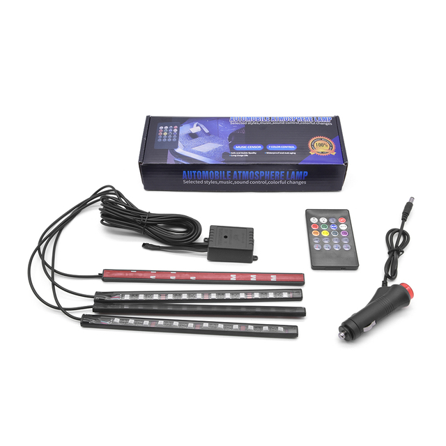 Car Atmosphere Lamp Multi Color Interior Decorative Foot Lights Auto RGB LED Strip Lights 12V