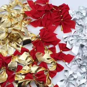 זרי חג המולד מתנה גלישה מספקת מיני אדום זהב כסף עץ חג המולד זר קשתות Bowknot