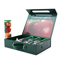 Magnet de luxe personnalisé Boîte-cadeau de fruits avec poignée en cuir boîtes d'emballage de pommes avec séparateur