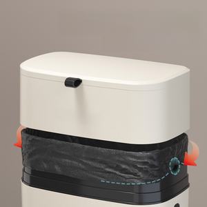 Cesto de Basura para Colgar en la Pared de la Cocina, Color Blanco Crema, con Tapa, Adhesivo sin Rastro de Plástico PP, para Uso Doméstico - Product Image 4