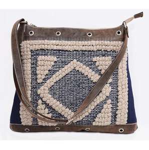 กระเป๋าสะพายไหล่หนังแท้ปักลายโบโฮหลากสีทรงเรขาคณิตสวยงาม พร้อมสายโซ่ กันน้ำ - Product Image 2