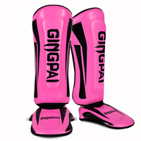 GINGPAI Protège-tibias élastiques Protège-chevilles en cuir pour Kickboxing Muay Thai Martial Art Sanda Protective Gear