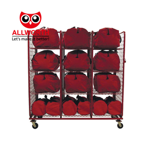 Venta al por mayor garaje rojo recubierto de alta resistencia con puertas ruedas bombero estante de almacenamiento de engranajes - Product Image 3