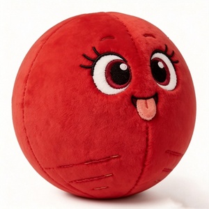 Peluche de basket-ball ludique personnalisée avec langue sortie, adorable jouet en peluche de basket-ball rouge aux grands yeux, coussin en peluche doux en forme de ballon rouge - Product Image 5