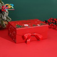 Boîte cadeau de Noël en carton rigide pliable, matériaux recyclés, écologique, avec nœud en soie pour mariage