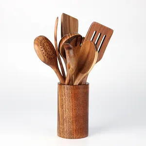 Высококачественные деревянные наборы посуды для приготовления пищи из акации, accesorios de Cocina, инструменты для приготовления пищи, кухонные аксессуары