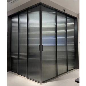 <span class=keywords><strong>Porte</strong></span> <span class=keywords><strong>coulissante</strong></span> en verre pour patio, à usage intérieur, avec <span class=keywords><strong>rail</strong></span> supérieur suspendu, sans <span class=keywords><strong>rail</strong></span> inférieur, 4 panneaux, cadre en aluminium fin, système de liaison à poche - Product Image 5