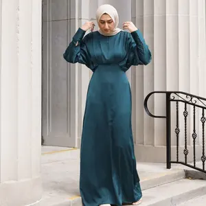 Новое поступление, модное атласное платье abaya, женское мусульманское платье, Элегантное Шелковое Платье