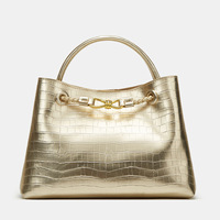 Sac à main bandoulière de luxe pour femme, motif alligator vintage, en PU, forme seau, fermeture éclair, capacité jusqu'à 1L