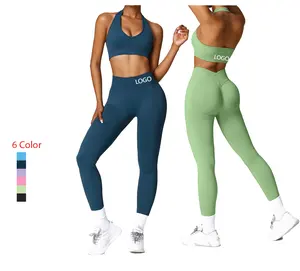 Set Fitness per palestra e pantaloni da palestra con LOGO personalizzato in due pezzi e reggiseno sportivo elasticizzato