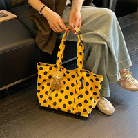 Sacs à main à pois pour femmes, sacs à bandoulière de grande capacité avec dessin animé, fourre-tout de voyage rétro polyvalent pour femmes avec pendentif