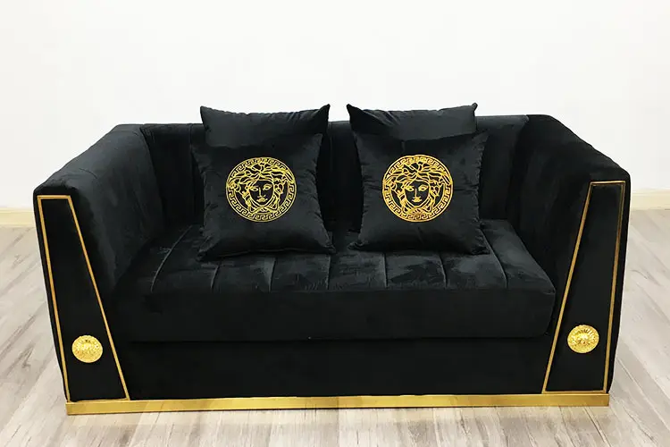 Stainless Steel Frame Living Room Furniture Modern Luxury Velvet Sofa High Quality Upholstered Sofa Set for Home Hotel Lobby