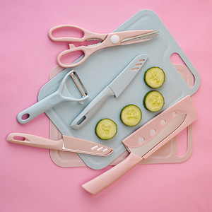 Juego de cuchillos de cocina de 6 piezas con tabla de cortar y pelador para preparación de alimentos y cocina - Product Image 1