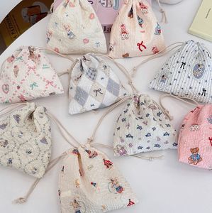 2025 оптовая продажа, Подарочная сумка для хранения цветов для девочек, холщовая косметическая сумка на шнурке, Большая вместительная сумка для украшений с цветами - Product Image 2