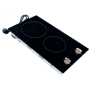 Table de <span class=keywords><strong>cuisson</strong></span> électrique halogène à double brûleur en acier inoxydable Verre vitro-céramique encastré Ménage RV Utilisation <span class=keywords><strong>Domino</strong></span> Knob Control Gas - Product Image 3