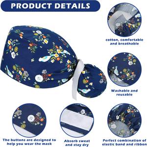 Bandeau mignon imprimé pour clinique dentaire casquette de travail chapeaux de gommage dentaire casquettes de gommage dentaire cravate dos chapeau unisexe respirant - Product Image 6