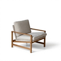 Fauteuil en bois massif rétro moderne, style Wabi-sabi, fauteuil lounge nordique, housse en laine d'agneau pour salon, balcon, meubles de maison
