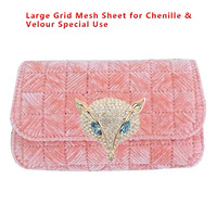 Sac de Couture Carré 24cm en Fil Velours Doré, Tissé en Chenille, Maille Plastique Durable pour Bricolage et Artisanat