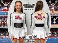 Uniforme de pom-pom girl pour femmes, débardeur à manches longues, matière en spandex et polyester, design personnalisé gratuit