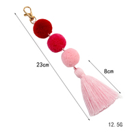 Porte-clés en peluche douce et durable arc-en-ciel coloré avec pompon, design de dessin animé tendance, porte-clés décoratif unisexe