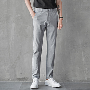 Venta caliente Pantalones sin hierro para hombres Pantalones casuales de negocios de pierna recta Pantalones de nueve puntos Pantalones negros - Product Image 4