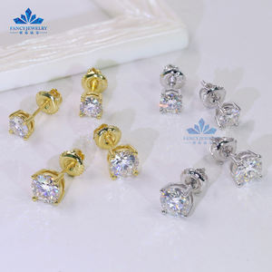 Anting Wanita Moissanite Potongan Brilian VVS S925, Ukuran 3mm 5mm 6.5mm <span class=keywords><strong>8mm</strong></span> 10mm 11mm, Lulus Tes Berlian - Product Image 4