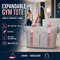 Bolsa de Gimnasio y Viaje Expandible Personalizada OEM con Bolsillo Seco/Húmedo, Ligera, de Tela Oxford, para Mujer, para Fitness y Fin de Semana