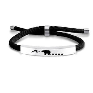 <span class=keywords><strong>Pulsera</strong></span> de acero inoxidable con diseño de oso y papá, <span class=keywords><strong>pulsera</strong></span> trenzada de regalo para el Día del Padre - Product Image 4