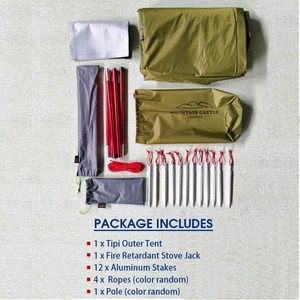 Tienda de campaña portátil para mochileros para acampar al aire libre y cazar <span class=keywords><strong>Tipi</strong></span> impermeable de una sola capa con conector para estufa Capacidad para 2-3 personas - Product Image 4