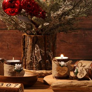 Подставка под индивидуальные деревянные свечи для чайного светового цилиндра для свадеб Детские душевые деревенские вечеринки - Product Image 6