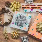 Gold Silver Metallic Polyester Grosgrain Gift Bows with Glitter Printed Finish Custom Printed Double Face for Gift Packaging - Product Image 2