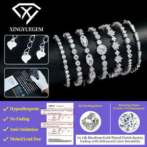 Pulsera de eslabones de cadena de plata 925 con moissanita certificada GRA de color D, estilo tenis, con incrustaciones de circonitas, ideal para regalo de boda, fiesta o moda. - Product Image 4