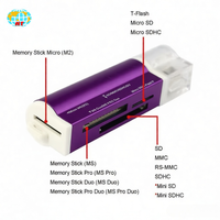 Lector de Tarjetas USB Multifuncional Colorido, Mini Adaptador Portátil para Tarjetas TF/SD/MS/M2 para Computadoras y Laptops/USB2.0 de Alta Velocidad 480Mbps