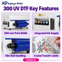Printer UV DTF 300 DX7 Printhead Lebar 300mm Duplex Warna Pencetakan Label Kristal Foil 3D untuk Casing Ponsel Kaca Logam