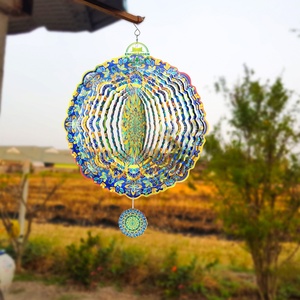 Molino de Viento 3D Mandala, Molino de Viento Colgante de Acero Inoxidable para Adornos de Jardín, Molinos de Viento Espirales de Plástico con Diseño de Pavo Real - Product Image 6
