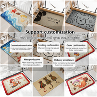 Tapis de porte antidérapant en lin, absorbant, pour entrée, motif animalier mignon, avec dos en caoutchouc, pour intérieur/extérieur, cuisine, durable