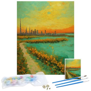 Sunset Natural Building <span class=keywords><strong>Paisaje</strong></span> Pintura Al Óleo Por Números <span class=keywords><strong>Para</strong></span> Adultos. Pintura al óleo pintada a mano por números - Product Image 1