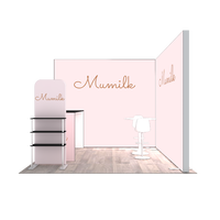Stand d'exposition modulaire portable 10x10 avec éclairage latéral SEG sans outil, en aluminium, pour salon professionnel
