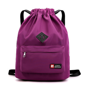 CITY <b>Drawstring</b> <b>Backpack</b> Purple Water Resistant Interior Zipper Pocket Unisex Travel Sports Bag - Product Image 1