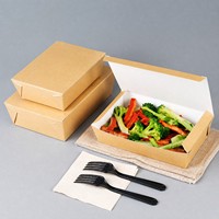 Boîte à emporter en papier kraft, pliable, rectangulaire, pour fruits et repas livrés à domicile