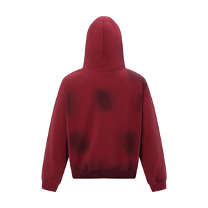 Màu Đỏ Áo Và Thương Hiệu Áo Người Đàn Ông Axit Rửa Và Chenille In Thiết Kế 100% Cotton 380 GSM Boxy Quá Khổ Thời Trang Phố Biểu Tượng Tùy Chỉnh - Product Image 3