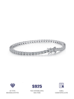 Pulsera de Tenis de Moissanita de 3mm D Color VVS de Plata Esterlina 925 con Cadena de Joyería Fina para Mujeres y Hombres