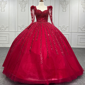 Vestido de Gala Ecológico de Cachemira con Lentejuelas Rojas y Apliques, para Novia, Fiesta de Graduación, Noche, Jancember 9743-1 - Product Image 6