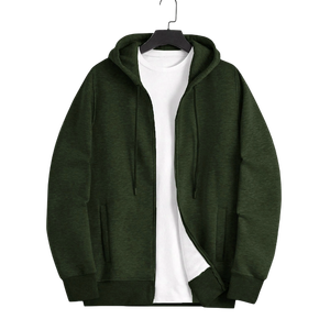 Sudadera con capucha pesada con cremallera y hombros caídos, tela, color y talla personalizables, estilo oversize para ropa urbana de invierno - Product Image 6