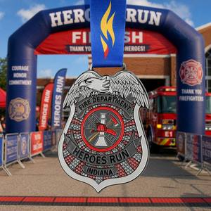 Medalla de Premio Personalizada Profesional para Héroes <span class=keywords><strong>del</strong></span> Departamento de Bomberos, Medalla de Campeonato de Indiana con <span class=keywords><strong>Escudo</strong></span> de Águila 3D en Aleación de Zinc Fundido a Presión y Esmaltado - Product Image 1
