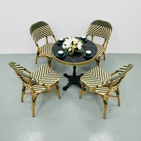 Ensemble table et chaise empilable en rotin au design moderne, imperméable pour l'intérieur et l'extérieur, meubles d'entrée pour villa, cour et parc