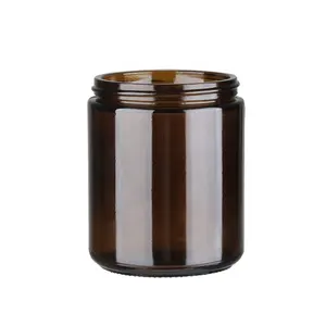 Factory Price 270ml <strong>Amber</strong> <strong>Glass</strong> <strong>Bottle</strong> Cosmetic <strong>Glass</strong> Jars With Matched Plastic Caps - Product Image 1