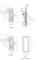 Serrure à encastrer en alliage de zinc AB403, Grade 2 ANSI (améliorée), 2 clés, entraxe 80 mm, Marque ShengHong, pour distribution/commutation/électricité