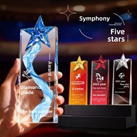 Nouveau trophée de réunion annuelle haut de gamme en forme d'étoile à cinq branches, avec ruban en cristal artificiel dégradé, pour personnel exceptionnel, ventes et trophée cheval