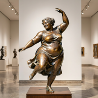 Statue de femme pulpeuse dansante en bronze moulé, grandeur nature, art populaire traditionnel, statue de jardin pour place publique, sculpture de jardin en bronze